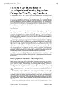 C ONTRIBUTED RESEARCH ARTICLE  474 Splitting It Up: The spduration Split-Population Duration Regression