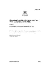 2009 No 89  New South Wales Kempsey Local Environmental Plan[removed]Amendment No 102)