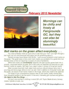 February 2015 Newsletter  Mornings can be chilly and frosty at Fairgrounds