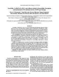 American Mineralogist, Volume 93, pages 1911–1920, 2008  Xocolatlite, Ca2Mn42+Te2O12·H2O, a new tellurate related to kuranakhite: Description