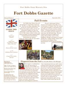 Fort Dobbs State Historic Site  Fort Dobbs Gazette September[removed]Volume IX Issue 3