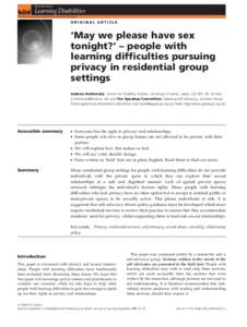 British Journal of  Learning Disabilities The Oﬃcial Journal of the British Institute of Learning Disabilities  ORIGINAL ARTICLE