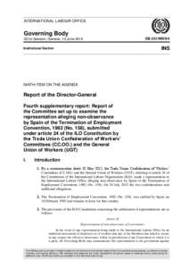 Report of the Director-General - Third supplementary report: Report of the Committee set up to examine the representation alleging non-observance by Spain of the Termination of Employment Convention, 1982 (No. 158), subm