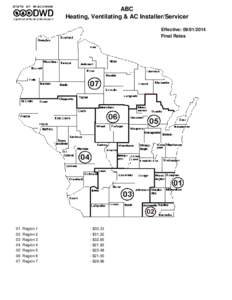 ABC Heating, Ventilating & AC Installer/Servicer Effective: [removed]Final Rates  01 Region 1