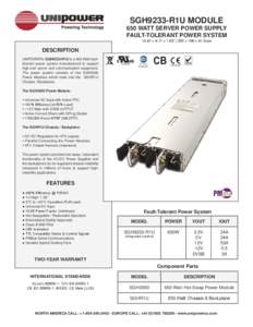 SGH9233-R1U Series - 650W Redundant Server Power Supply datasheet (long)