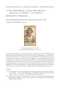 Gudrun Wolfschmidt (ed.): „Astronomy in Franconia“ – AKAG Bamberg[removed]Ein nichtzuhaltender Vortrag: Kopernikus oder Copernicus: ein Problem? – kein Problem! Reinhard E. Schielicke Astrophysikalisches Ins