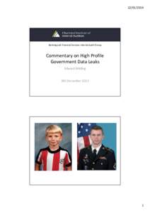 [removed]Banking and Financial Services Internal Audit Group Commentary on High Profile Government Data Leaks