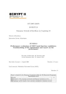 ICT[removed]ECRYPT II European Network of Excellence in Cryptology II Network of Excellence Information Society Technologies