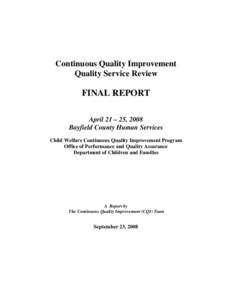 Wisconsin Department of Children and Families Quality Service Review
