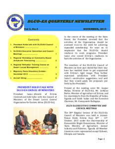 DLCO-EA QUARTERLY NEWSLETTER Vol 3, No.4 DECEMBER, 2013  Contents