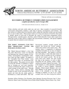 NORTH AMERICAN BUTTERFLY ASSOCIATION 4 Delaware Road, Morristown, NJ[removed]tel[removed]fax[removed]Visit our web site at www.naba.org