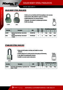 Master Lock Retail - Solid Body Steel Padlocks