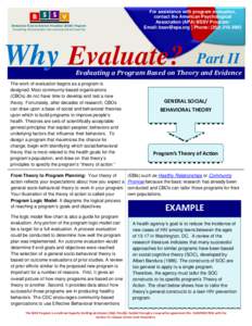 Evaluation / Medicine / Program evaluation / Logic model / Safe sex / Sex education / HIV / AIDS / Behavior change / HIV/AIDS / Health / Evaluation methods