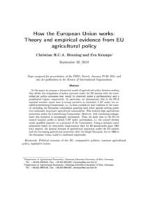 How the European Union works: Theory and empirical evidence from EU agricultural policy ∗  †