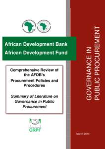 African Development Fund  Comprehensive Review of the AFDB’s Procurement Policies and Procedures