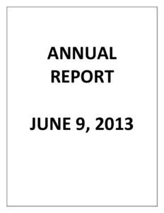 ANNUAL REPORT JUNE 9, 2013 RECTOR’S ANNUAL REPORT 2013