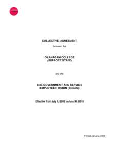 COLLECTIVE AGREEMENT between the OKANAGAN COLLEGE (SUPPORT STAFF)