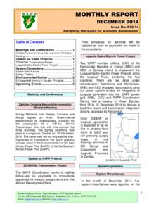 MONTHLY REPORT DECEMBER 2014 Issue No. R12-14 Energising the region for economic development  Table of Contents