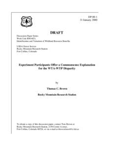 DP[removed]January 2000 DRAFT Discussion Paper Series Work Unit RM-4851,