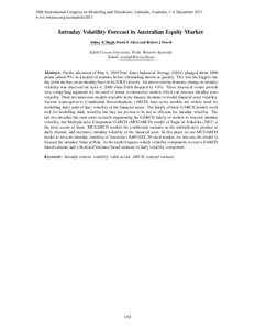 Time series analysis / Finance / Econometrics / Technical analysis / Realized variance / Autoregressive conditional heteroskedasticity / Statistical forecasting / Volatility / High-frequency trading / Mathematical finance / Statistics / Economics