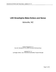 Asheville /  North Carolina / Energy service company / LED street light / Street light / Earth / Sustainability / Streetlight / Energy Savings Performance Contract / Carbon neutrality / Environment / Lighting / Asheville metropolitan area