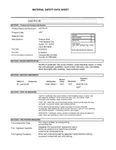 MATERIAL SAFETY DATA SHEET  Lead Shot #8 SECTION 1 . Product and Company Idenfication  Product Name and Synonym: