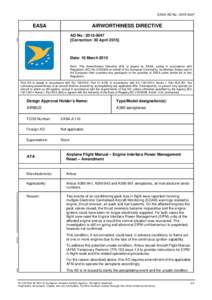 Airbus A380 / Airworthiness Directive / Airworthiness / Airbus / Aviation in the United Kingdom / Rolls-Royce Trent 900 / Type certificate / Aviation / Transport / European Aviation Safety Agency
