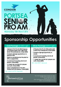 Portsea  Senior Pro Am  Wednesday 18th March 2015
