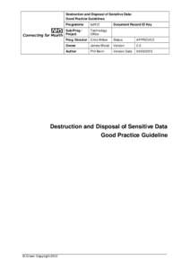 Destruction and Disposal of Sensitive Data: Good Practice Guidelines Programme NPFIT