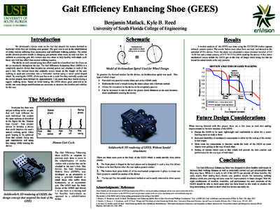 Gait Efficiency Enhancing Shoe (GEES) Benjamin Matlack, Kyle B. Reed University of South Florida College of Engineering Schematic
