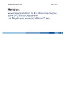 DFG/WR-Vordruck ExIn10 – [removed]Seite 1 von 12 Merkblatt Verwendungsrichtlinien für Exzellenzeinrichtungen