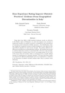 Does Experience Rating Improve Obstetric Practices? Evidence From Geographical Discontinuities in Italy∗ Sofia Amaral-Garcia  Paola Bertoli