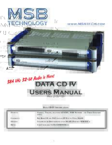 DATA CD IV Users Manual RevData CD IV Specifications Outputs: