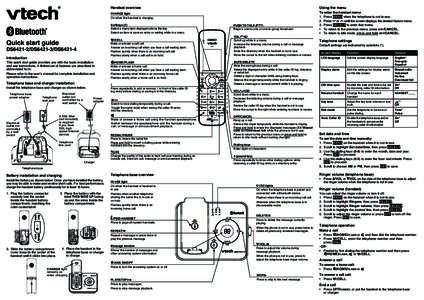 Handset overview  Using the menu CHARGE light On when the handset is charging.