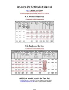Line U with Ardenwood Express Shuttle times