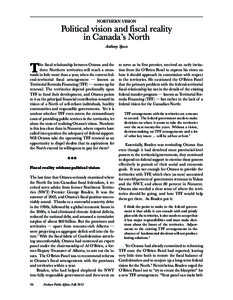 Economic policy / Government / Equalization payments / Devolution / George Braden / Fiscal imbalance / Northwest Territories / Fiscal federalism / Federalism / Territorial Formula Financing