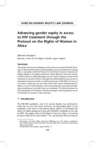 AFRICAN HUMAN RIGHTS LAW JOURNAL  Advancing gender equity in access to HIV treatment through the Protocol on the Rights of Women in Africa