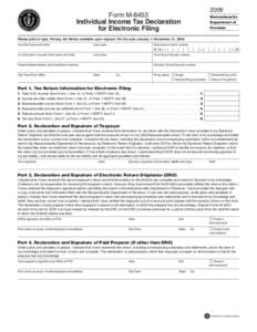 2009  Form M-8453 Individual Income Tax Declaration for Electronic Filing