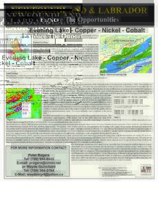 NEWFOUNDLAND & LABRADOR Explore The Opportunities Evening Lake - Copper - Nickel - Cobalt LABRADOR  The Evening Lake Property consists of 182 claims located approximately 100 km