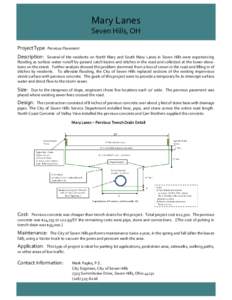 Mary Lanes Seven Hills, OH Project Type: Pervious Pavement
