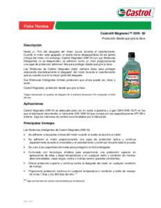 Ficha Técnica Castrol® Magnatec™ 20W- 50 Protección desde que gira la llave Descripción Hasta un 75% del desgaste del motor ocurre durante el calentamiento.