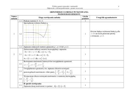 Próbny egzamin maturalny z matematyki Odpowiedzi i schemat punktowania – poziom rozszerzony Numer zadania 1.1