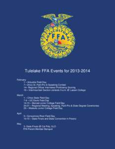 Tulelake FFA Events for[removed]February 1 – Arbuckle Field Day