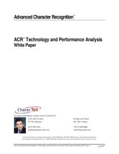 Advanced Character Recognition  TM ACR Technology and Performance Analysis TM