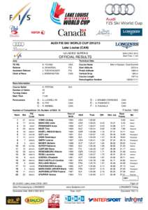 AUDI FIS SKI WORLD CUP[removed]Lake Louise (CAN) 1st LADIES’ SUPER-G