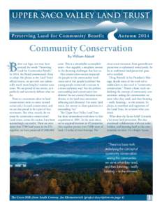 Preserving Land for Community Benefit	  Fall 2014 Community Conservation