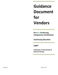 Guidance Document for Vendors ProCert Continuing Competence Certification