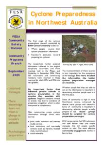 Cyclone Preparedness in Northwest Australia FESA Community Safety Division