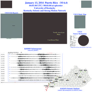 January 13, 2014 Puerto Rico (M[removed]:01:04 UTC / 00:01:04 at epicenter University of Kentucky Kentucky Seismic and Strong Motion Network USGS Felt Reports USGS Shake Map