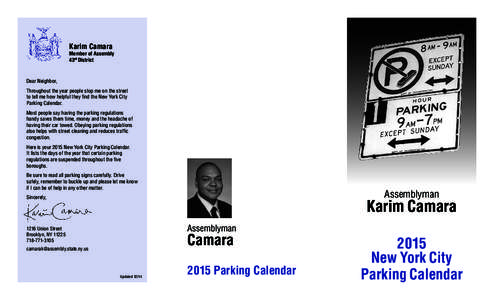 Karim Camara  Member of Assembly 43rd District  Dear Neighbor,